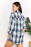 Double Take Plaid Dropped Shoulder Shirt