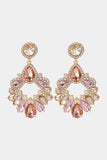 Zinc Alloy Frame Glass Stone Dangle Earrings