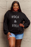 Simply Love Full Size ROCK & ROLL Round Neck Sweatshirt