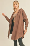 Kimberly C Open Front Longline Hooded Cardigan