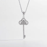 925 Sterling Silver Inlaid Zircon Key Shape Necklace