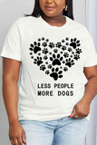 Simply Love Simply Love Full Size LESS PEOPLE MORE DOGS Heart Graphic Cotton Tee
