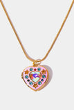 Rhinestone Decor Heart Box Pendant Necklace